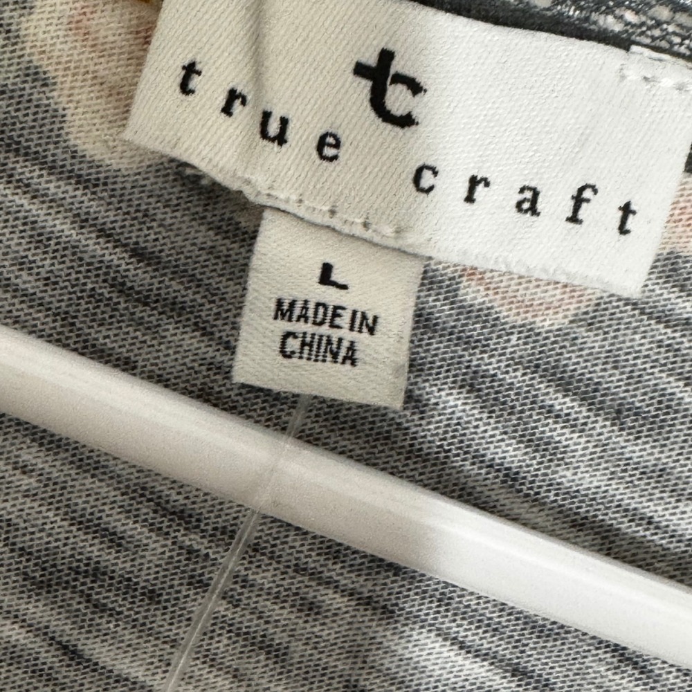 True Craft Womens Floral V-Neck Peplum Top Charcoal Grey Lace Trim Large NWT - Picture 6 of 6